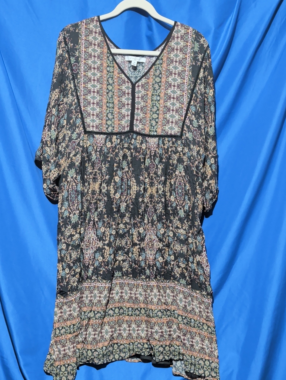 Fever Black Multi Boho Midi Dress